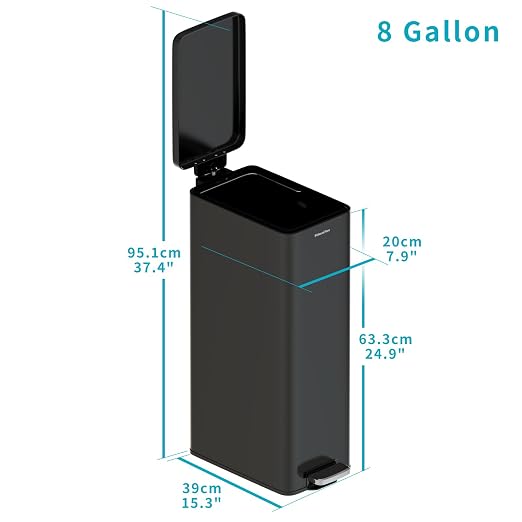 Soft-Close Trash Can with lid,8 Gallon/30L Anti-Fingerprint Stainless Steel - Image 7
