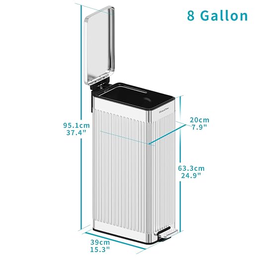 Soft-Close Trash Can with lid,8 Gallon/30L Anti-Fingerprint Stainless Steel - Image 7