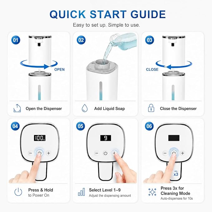 Automatic Liquid Soap Dispenser, 9 Adjustable Levels, 380ml/12.8oz, Touchless - Image 9
