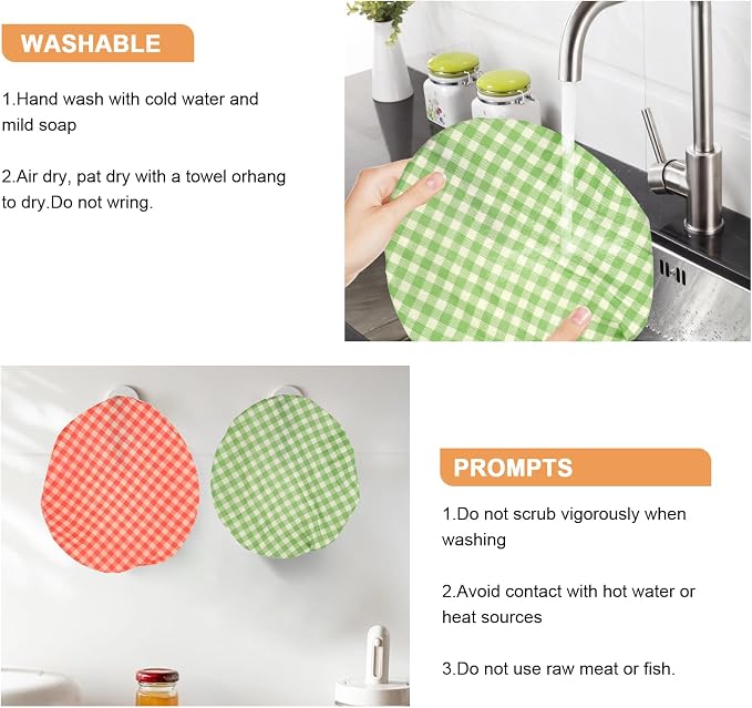Reusable Bowl Covers for Bread Proofing(2 Large)- Cotton Beeswax Bowl Covers - Image 7