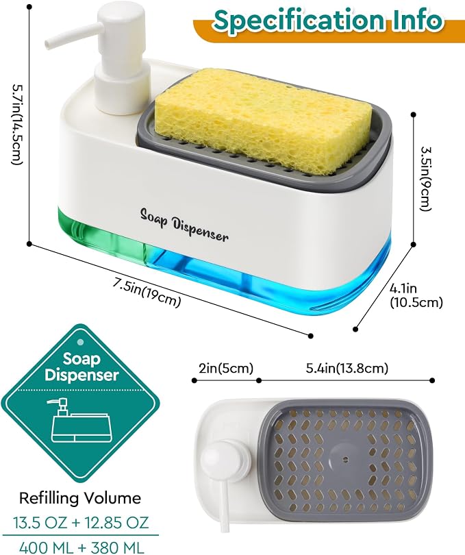 Kitchen Dish Soap Dispenser Set,Dish and Hand Soap Dispenser - Image 6