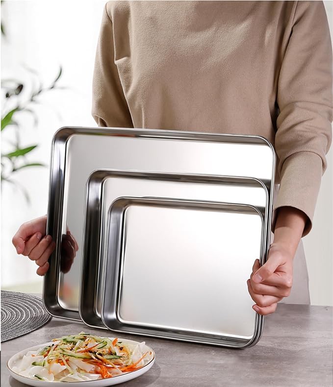 Little Serving Trays Stainless Steel 304 in Bulk Small Cookie Baking Sheet Pans - Image 7