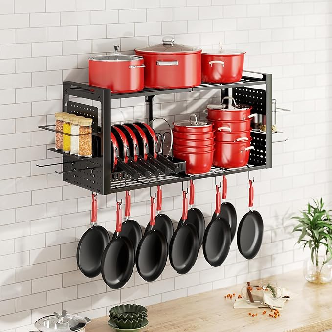 31 Inch Pot Rack Wall Mounted,3 in 1 Pots and Pans Organizer - Image 7