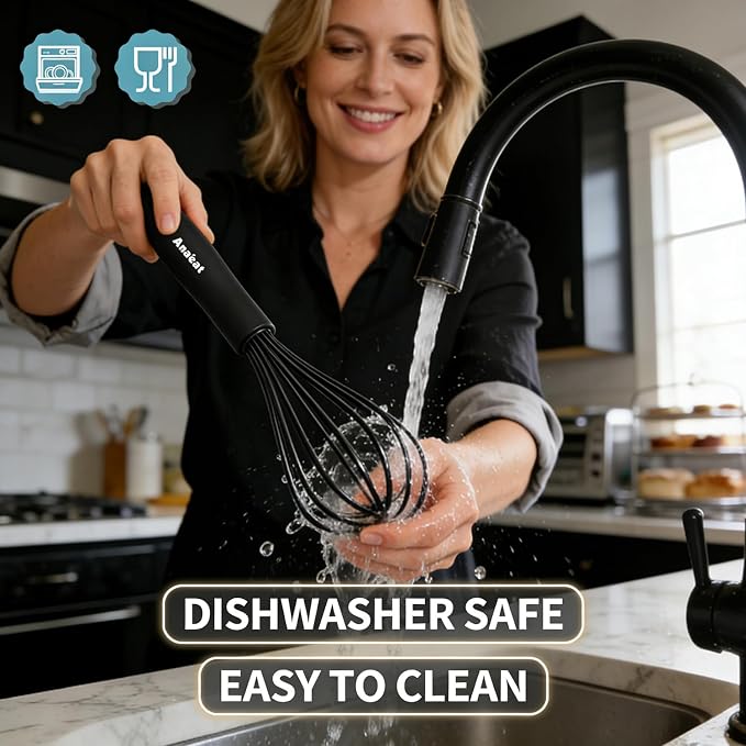 Anaeat Silicone Kitchen Whisk Set of 4, Egg Beater Milk Blender - Image 9