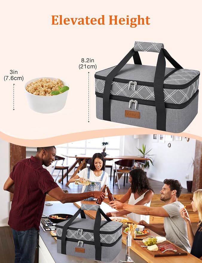 Vuudh Expandable Casserole Carrier Bag, Double Deckered Insulated Food Bag - Image 6