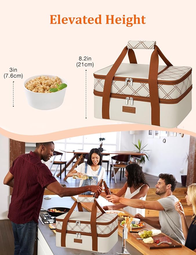 Vuudh Expandable Casserole Carrier Bag, Double Deckered Insulated Food Bag - Image 6