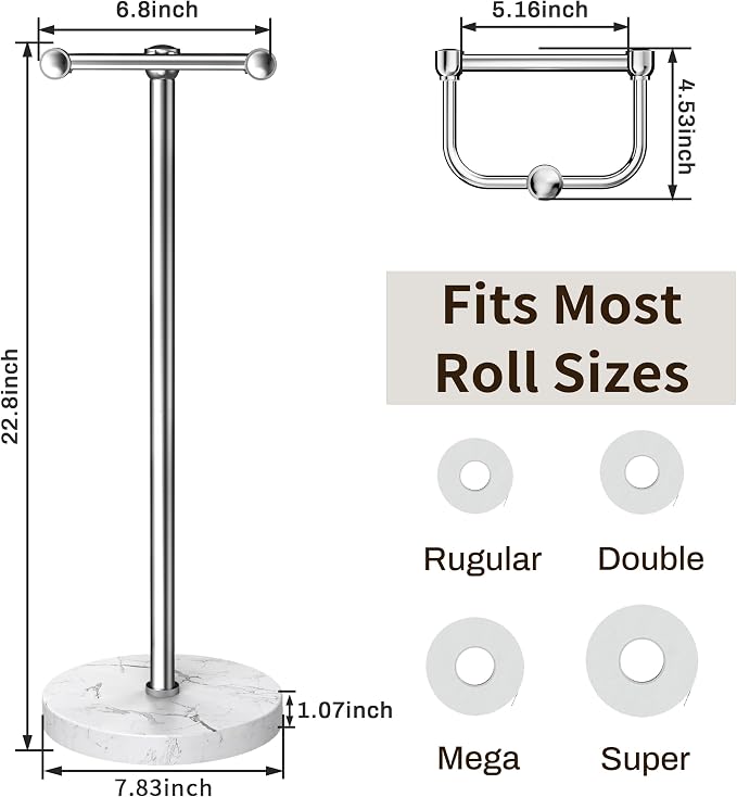 RARXTR Toilet Paper Holder Stand, Bathroom Free Standing Toilet Paper Stand - Image 6