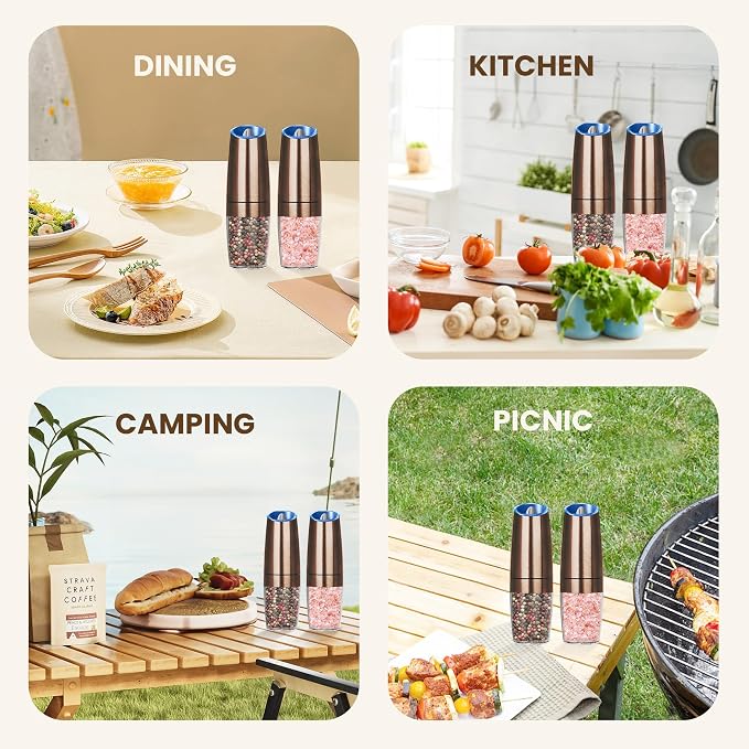 Gravity Electric Salt And Pepper Grinder Set, Automatic Salt And Pepper Grinder - Image 7