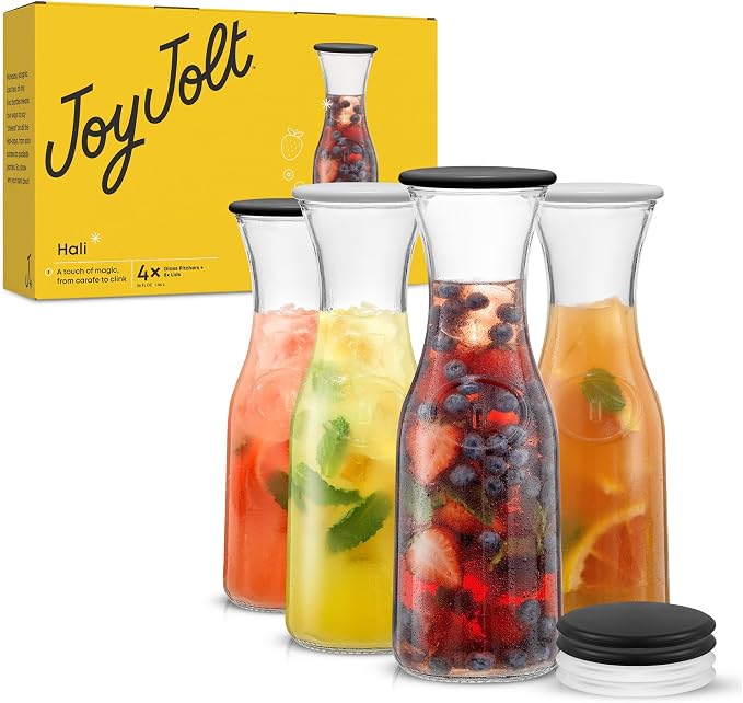 JoyJolt Glass Carafe with Lid, Iced Tea, Milk – Dishwasher Safe Beverage Drink - Image 8
