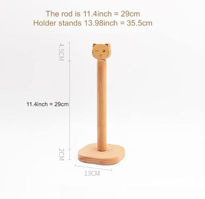 Cute Paper Towel Holder, Wooden Kitchen Roll Stand Organizer Free Standing - Image 3