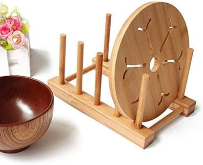 YWSHF 2 PCS Bamboo Wooden Dish Rack Dishes Drainboard Drying Drainer Storage - Image 4