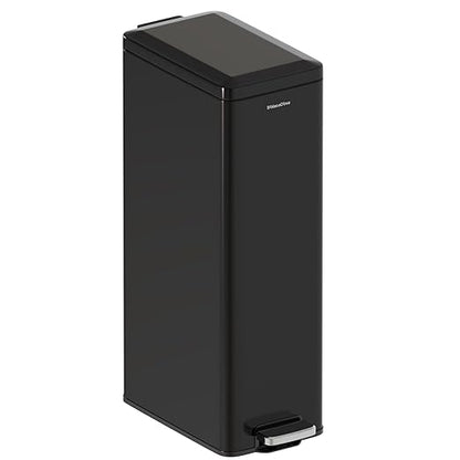 Soft-Close Trash Can with lid，8 Gallon/30L Anti-Fingerprint Stainless Steel by SolaceCove
