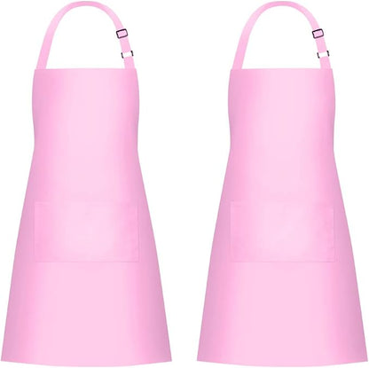 Jubatus 2 Pack Bib Aprons with 2 Pockets Cooking Chef Kitchen Apron by Jubatus