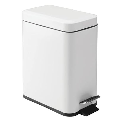 mDesign 5 Liter Rectangular Small Steel Step Trash Can Wastebasket, Garbage - Image 9