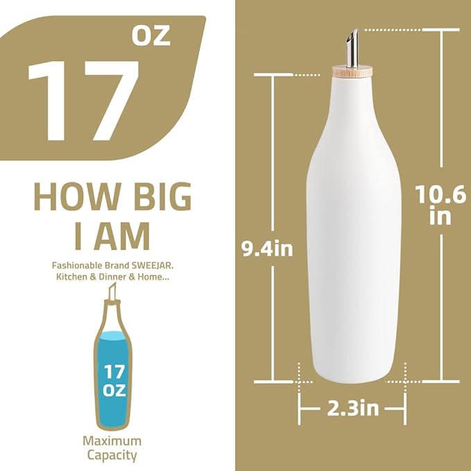 Sweejar Matte Ceramic Olive Oil Dispenser Bottle - Image 3