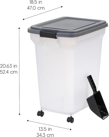 IRIS USA Dog Food Storage Container 40 lbs, Attachable Wheels, & Included Scoop - Image 2