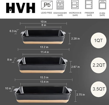 HVH Baking Dish Set, 9x13 Baking Dish, Ceramic Lasagne Pan Deep, Large - Image 4