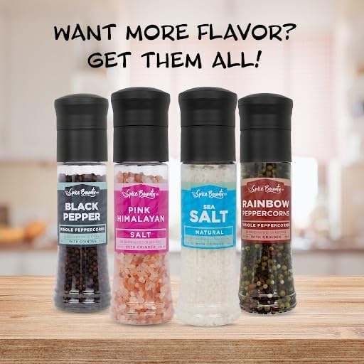 Spice Bounty Pink Himalayan Salt 12.9 oz and Whole Black Pepper 5.8 oz Grinder - Image 9