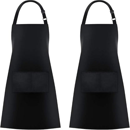 Jubatus 2 Pack Bib Aprons with 2 Pockets Cooking Chef Kitchen Apron by Jubatus