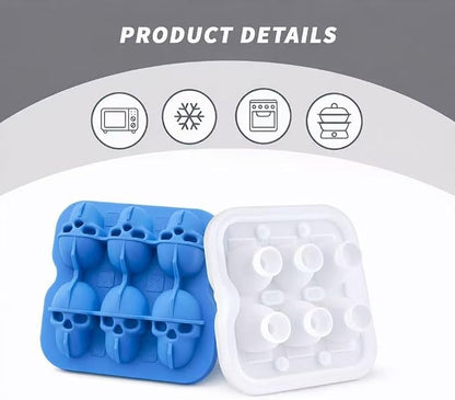 Skull Ice Cube Mold, 6-Cavity Silicone Ice Tray - Image 4