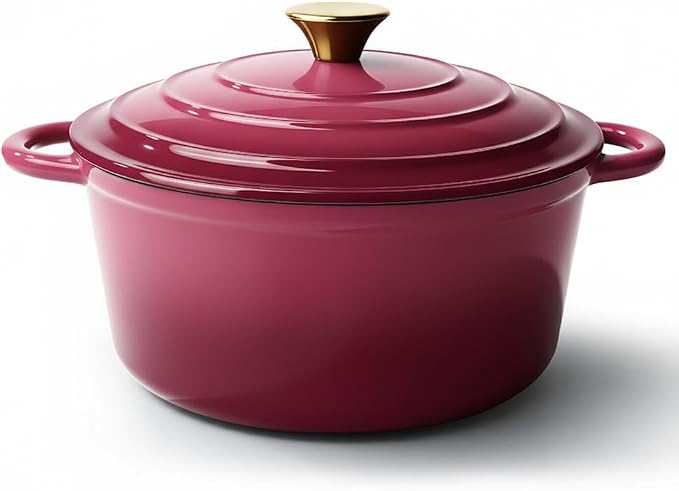 6 Quart Dutch Oven Pot with Lid, Non Stick Enameled Cast Iron Dutch Oven by Fijinhom