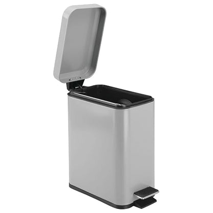 mDesign Small Modern 1.3 Gallon Rectangle Metal Lidded Step Trash Can, Compact - Image 7
