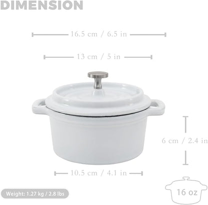 Flavehc Mini Cocotte 16 oz Mini Dutch Oven 0.5 qt. Cast Iron Garlic Roaster - Image 3