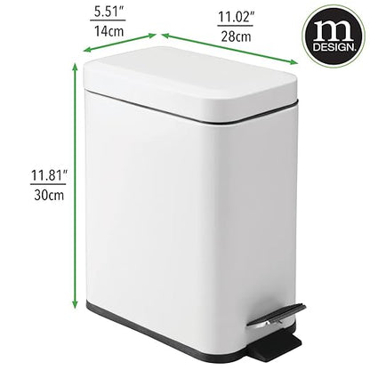 mDesign 5 Liter Rectangular Small Steel Step Trash Can Wastebasket, Garbage - Image 4