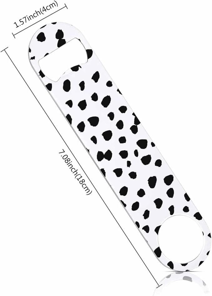 Small Dot Pattern Stainless Steel Bottle Opener Black Polka Circles - Image 2