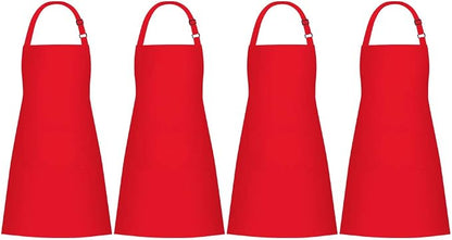 Jubatus 4 Pack Bib Aprons with 2 Pockets Cooking Chef Kitchen Apron by Jubatus