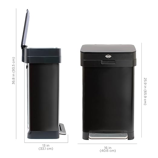 Clorox 13 Gallon Trash Can - 50L Kitchen Trash Can - Rectangular Black - Image 8
