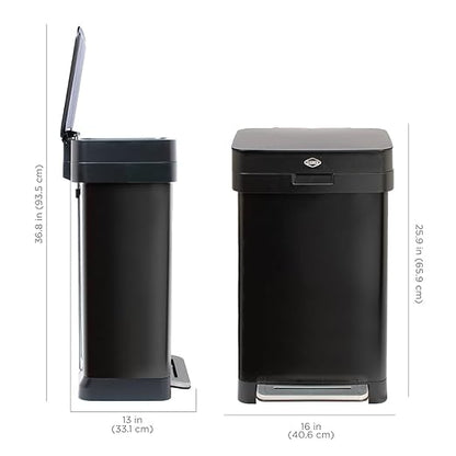 Clorox 13 Gallon Trash Can - 50L Kitchen Trash Can - Rectangular Black - Image 8