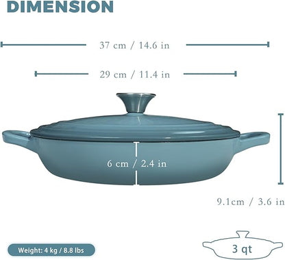 Flavehc Braiser Enameled Cast Iron Braiser 3 qt Braiser Pan - Image 3