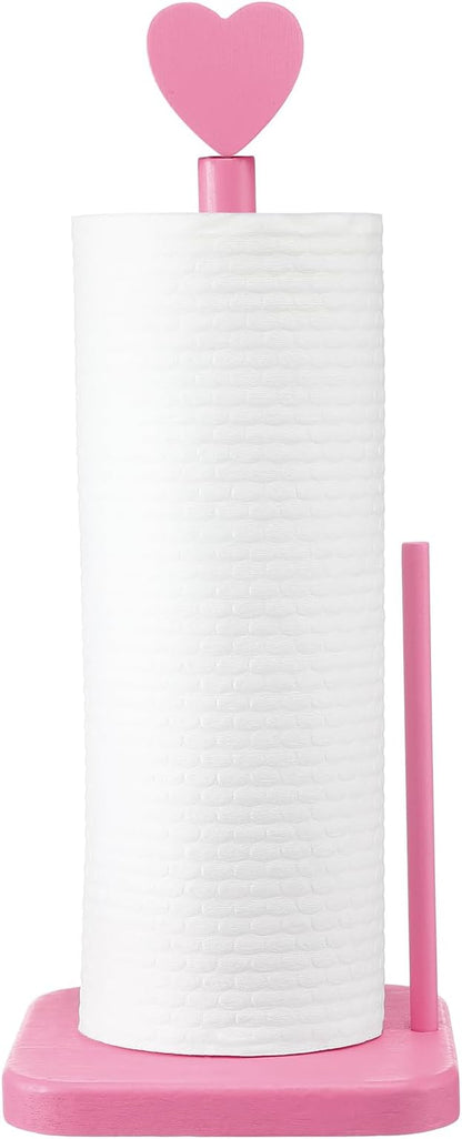 Leinuosen Valentines Day Pink Heart Paper Towel Holder Cute Heart Wooden Paper by Leinuosen