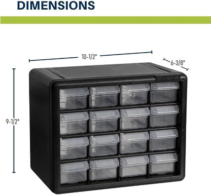 Akro-Mils 16-Drawer Plastic Storage Cabinet | 10-1/2 x 6-1/2 x 8-1/2 Inch | - Image 3
