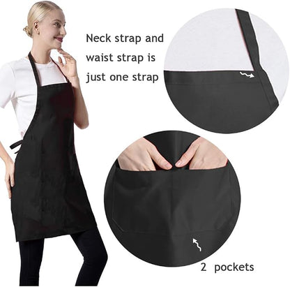 12 Pcs Bib Bulk Black Aprons for Women Men Adult Girls Unisex - Image 2