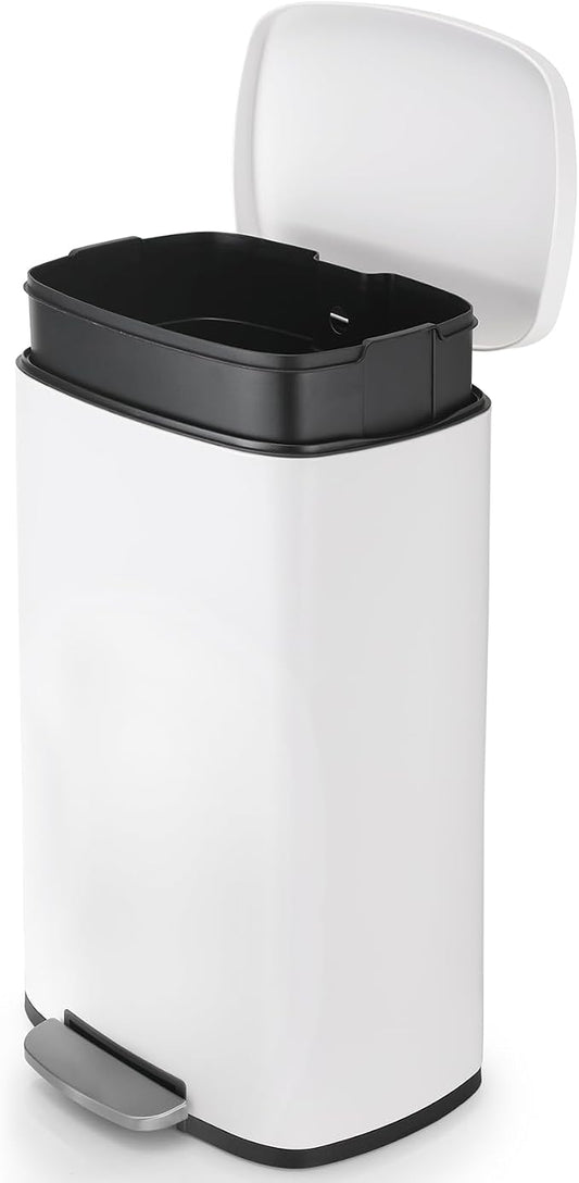 8 Gal Kitchen Trash Can, 30L Recycling or Garbage Bin, Brushed Stainless Steel by ComfyCorner