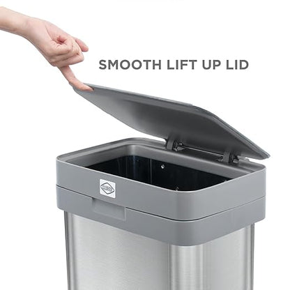 Clorox 13 Gallon Trash Can - 50L Kitchen Trash Can - Rectangular Stainless - Image 6