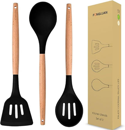 Kitchen Utensils. Set of 3, Silicone Cooking Utensils Set, Turner/Spatula by FONGLUAN