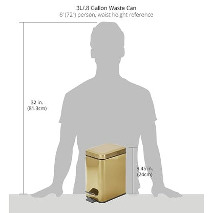 mDesign Slim Metal Rectangle 0.8 Gallon Trash Can - Image 4