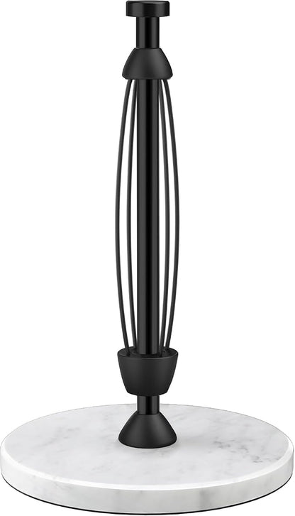 Paper Towel Holder Countertop, Marble Weighted Base, Glossy Black, One-Handed by Awarmhome