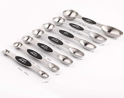 Magnetic Measuring Spoons Set of 7 Stainless Steel Dual Sided Teaspoon - Image 2