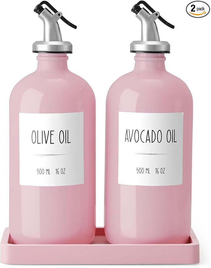 Olive Oil Dispenser Bottle for Kitchen, 16oz Glass Oil and Vinegar Dispenser Set by Unknown