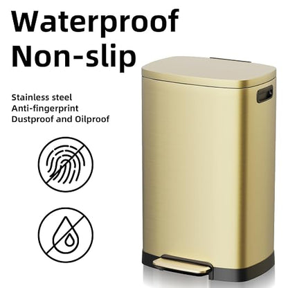 KdbK 13 Gallon Trash Can with Lid, 50L Fingerprint Proof Stainless Steel - Image 5