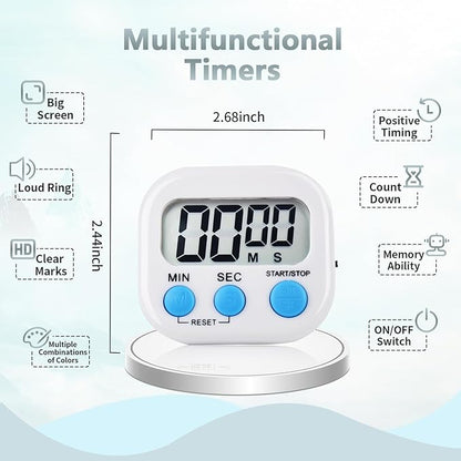 4 Pack White Digital Kitchen Timer Magnetic Digital Timer - Image 2