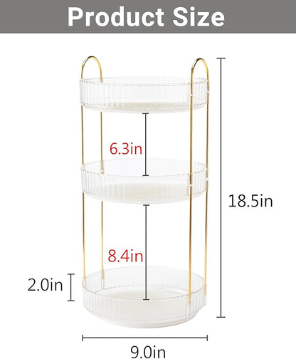 Asayuee 360 Rotating Makeup Organizer, 3 Tier Large Capacity Make Up Organizers - Image 2