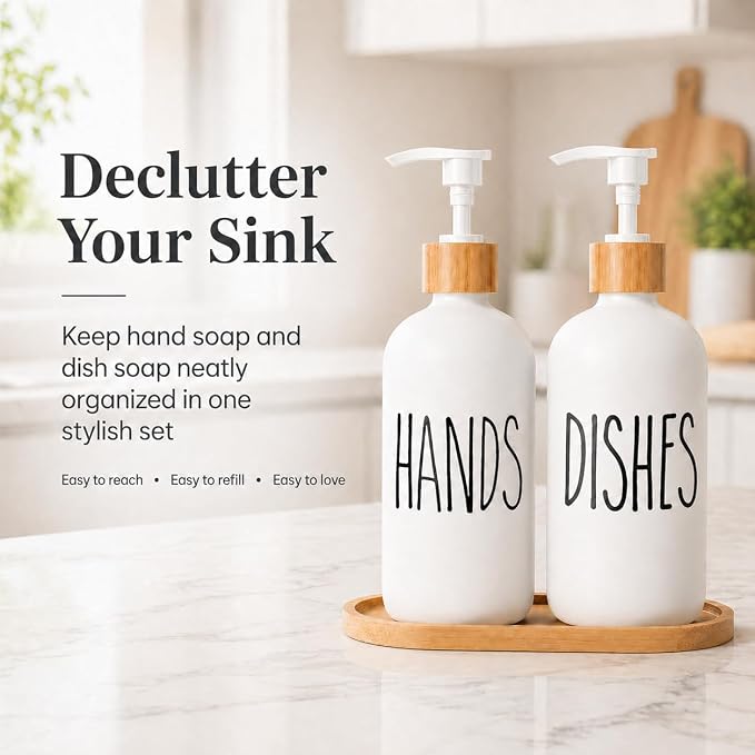 Dish Soap Dispenser for Kitchen Sink.Glass Hand Soap Dispenser, Modern - Image 3