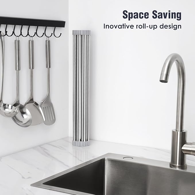 Tomorotec 21" x 15.5" Roll Up Dish Drying Rack Over Sink Drying Rack Sink Cover - Image 3