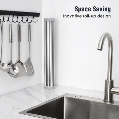 Tomorotec 17.7" x 15.5" Roll Up Dish Drying Rack Over Sink Drying Rack Sink - Image 3