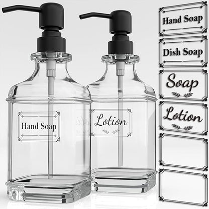 GLADPURE 2 Pack Soap Dispenser, 18 Oz Antique Design Thick Glass Hand by GLADPURE
